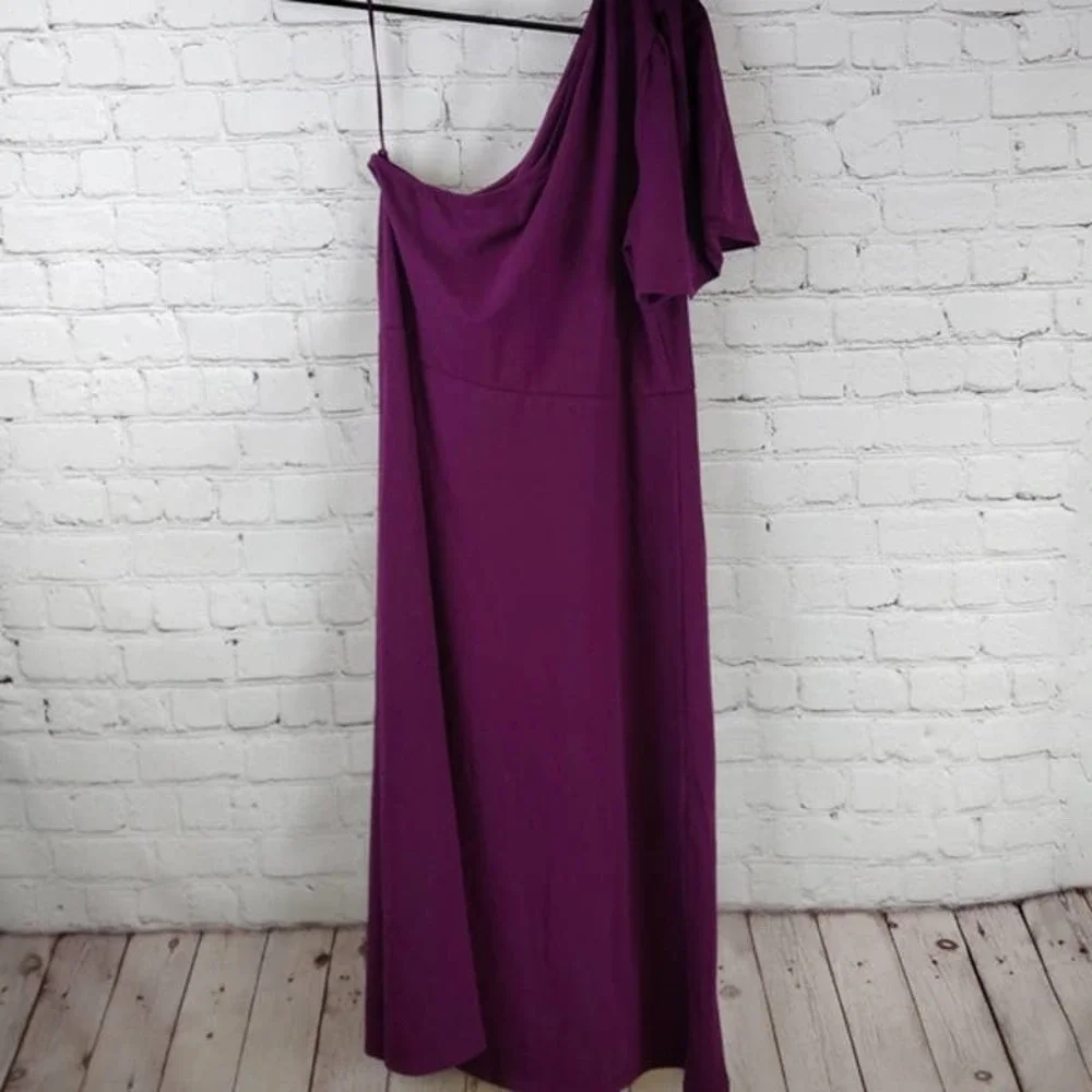 Who What Wear One Shoulder A-Line Dress Purple Medium NWT - Picture 4 of 10